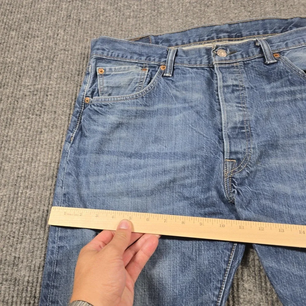 Levis 501 Jeans Mens 38x30 Blue Medium Wash‎ Straight Leg Button Fly Faded 36x28